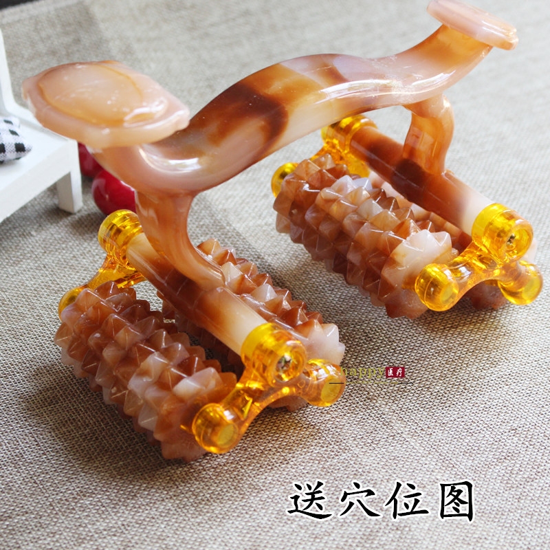月球车滚轮按摩器背部腰部腿十六轮手动玉如意全身搓经络四排
