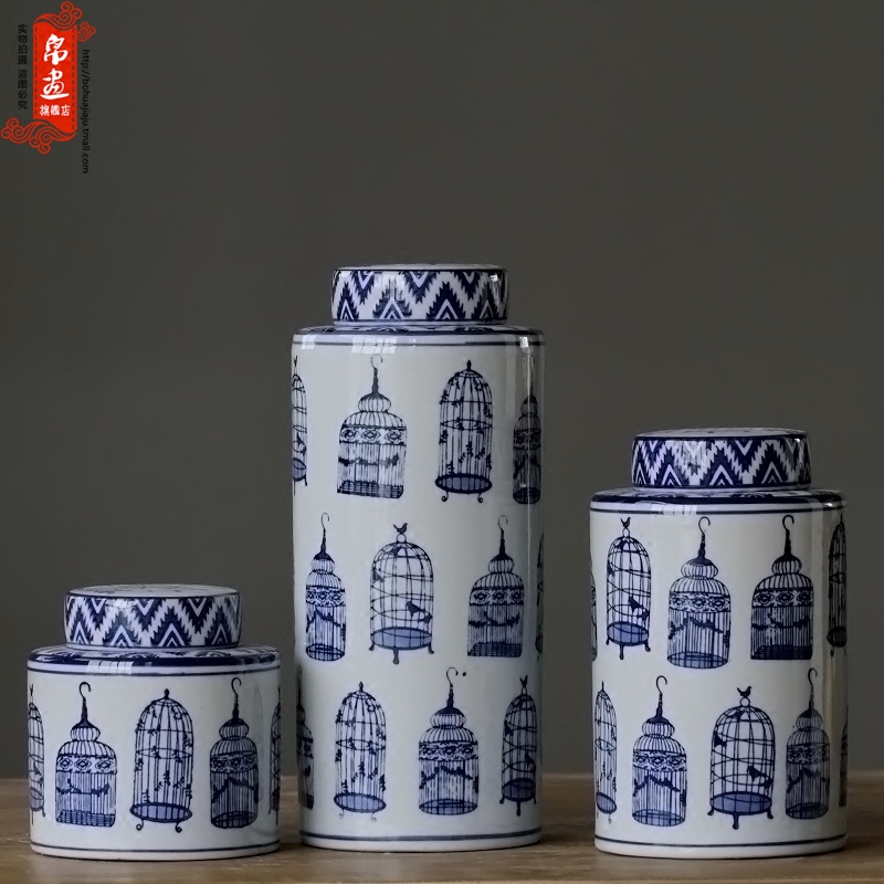 The sitting room porch ark place jingdezhen blue and white porcelain home decoration drum example room decoration ceramic pot