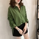 Xuân 2018 mới áo dài tay hàn quốc nữ chất béo mm cộng với phân bón XL áo sơ mi rộng giản dị áo sơ mi nữ form rộng Áo sơ mi