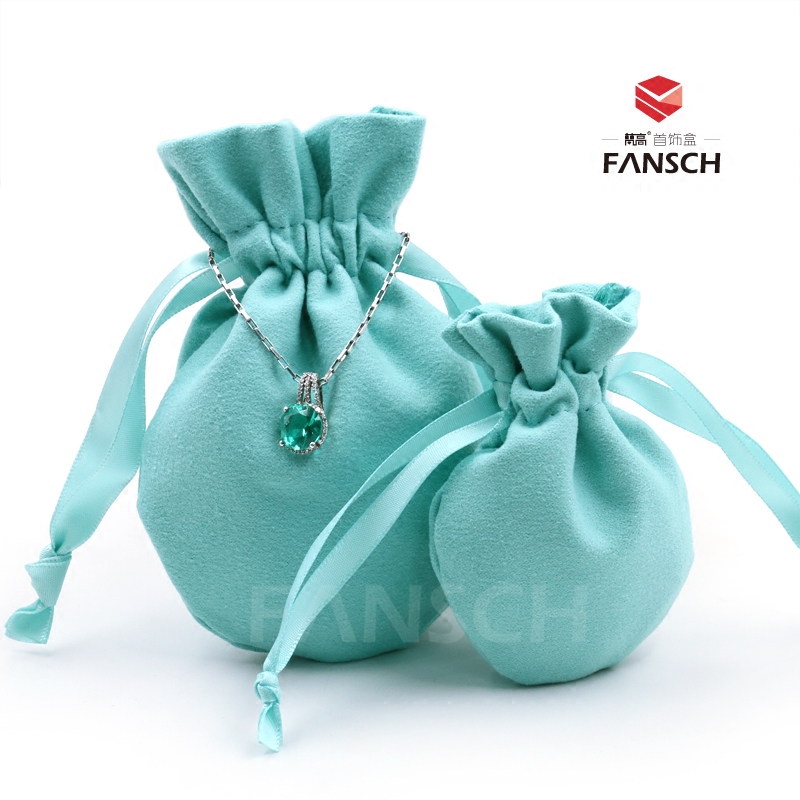 Light Green Half Round Bottom Flannel Bag Jewelry Bag Double Sided Imitation Microfiber Pocket Kit Jewelry Bag Drawstring Gourd Bag