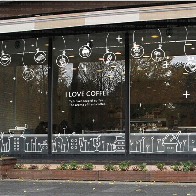 Large milk tea shop window glass wall sticker