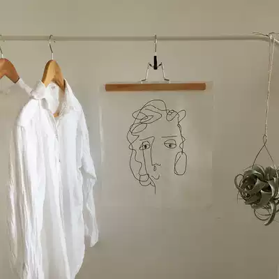 Wind material hanging cloth simple Japanese and Korean long curly hair female abstract stick figure temperament Wall cloth wall wall hanging
