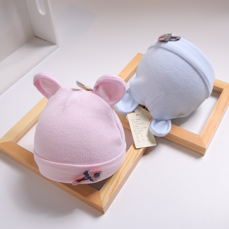 Baby Hats Spring Autumn Season 0-3 Months Pure Cotton Newborn Baby Fetal Hat Thin cute female baby full moon covered head cap