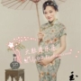 Phụ nữ mang thai, phong cách cổ xưa, quần áo ảnh, cho thuê, studio ảnh, ảnh mang thai, quần áo, phong cách Trung Quốc, tranh mực, sườn xám retro váy áo bà bầu