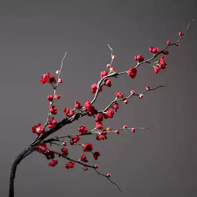 Single simulation plum blossom twig plum fake flower silk Chinese Zen living room floor flower arrangement wedding decoration promotion