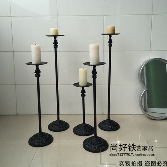 Retro Doing Old Iron Art Candle Holders Landing Style Candleholder Fashion Brief Wedding Candlelit candlesticks Creative Pendulum candlesticks-Taobao