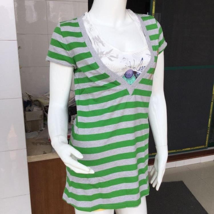 lotto sport Lotto women's striped long version short sleeve T-shirt ETSE016-4