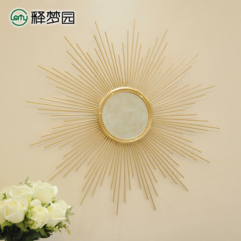 Post-Dream Garden Postmodern Minimalist Decorative Mirror Iron Art Sun-shaped Bathroom Mirror Creative Genguan Mirror I1231
