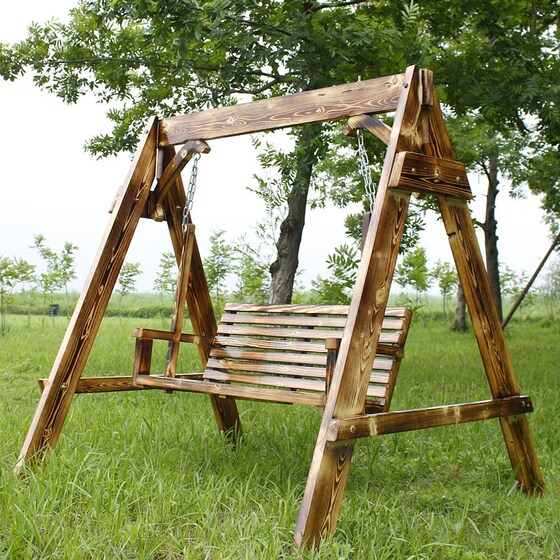 Special antiseptic solid wood swing outdoor garden double rocking chair children hanging basket balcony swing indoor leisure home