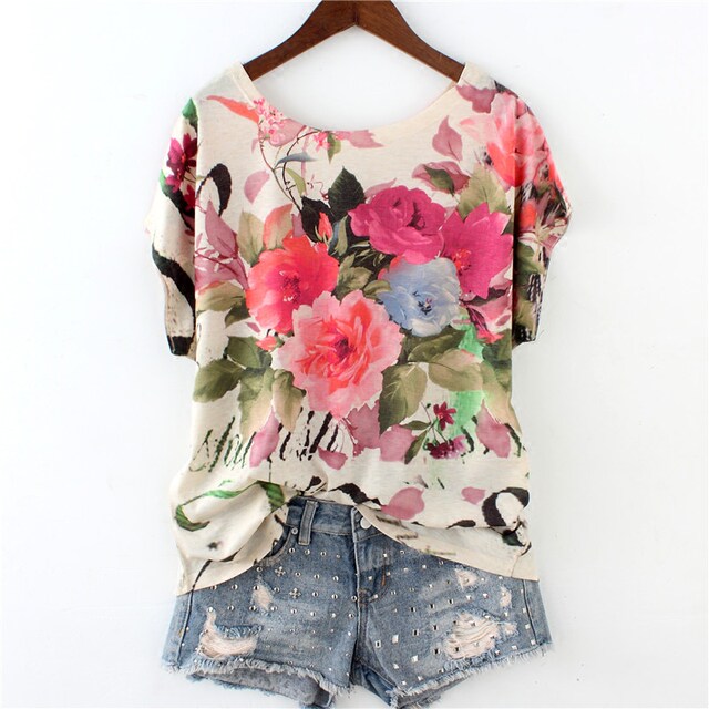 European goods trend 2024 summer women's trendy short-sleeved T-shirt women's loose Korean version plus size bat sleeve colorful cotton top