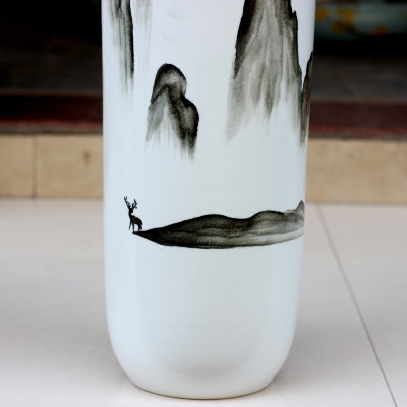 Jingdezhen ceramic hand - made landscape floor vase 60 cm, the sitting room is the study of modern and fresh simple flower arranging furnishing articles