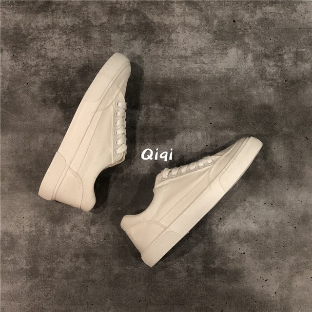 Qiqijia 2023 Spring New Versatile Korean White Shoes Women's Flat Basic White Shoes Casual White Shoes