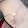 Phiên bản Nhật Bản và Hàn Quốc bằng vàng hồng 18K thanh lịch khí chất bướm bướm bằng thép titan vòng chân nữ rhinestone mặt dây tua rua đơn giản vòng đeo chân nữ