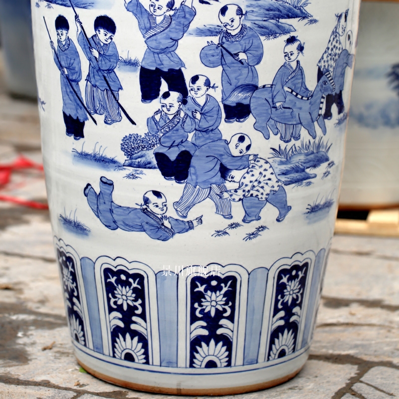 Jingdezhen blue and white porcelain hand - drawn characters of the ancient philosophers figure sitting room of large vase household ceramics furnishing articles of modern jewelry