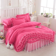 công chúa Hàn Quốc chải ren giường bedspread váy một gia đình bốn màu giường ren chăn che 1,5 / 1,84 bộ - Bộ đồ giường bốn mảnh