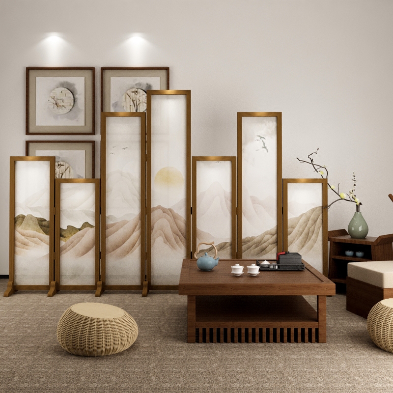 Solid Wood Screens New Chinese Style Partition Xuanguan Fold Screen Living Room Dining Room Dining Room Hotel Combined Screen Mobile Folding Folding Screen