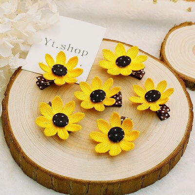 Children S Hair Accessories Little Girl Sunflower Hair Clip Side