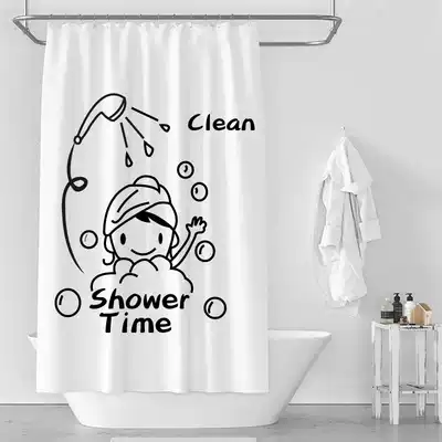 Shower curtain set waterproof thickened mold-proof bathroom partition window shading high-grade cosmetic room shower curtain cartoon Bath Curtain