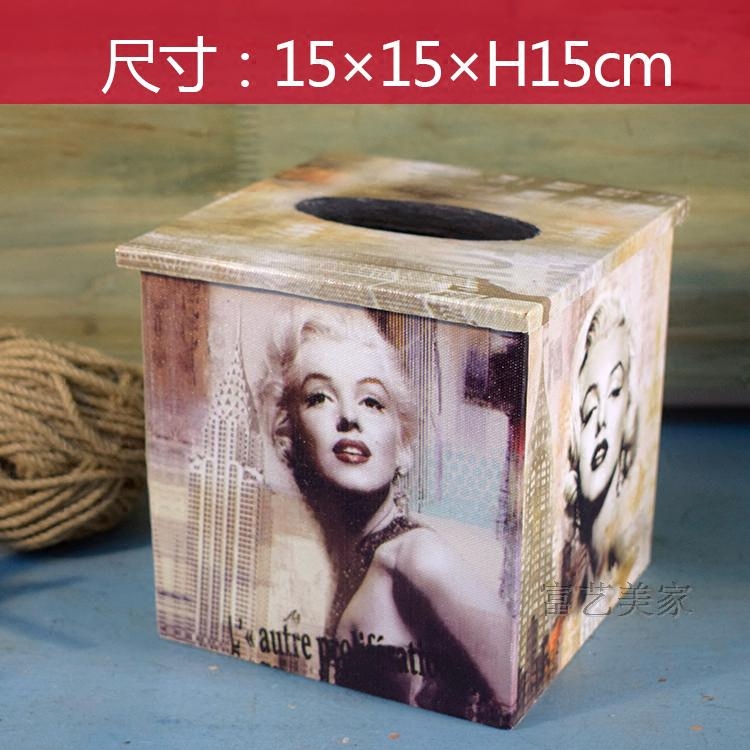 Foreign trade American vintage nostalgic Marilyn Monroe decorative tissue box Square hand-drawn roll tissue storage box