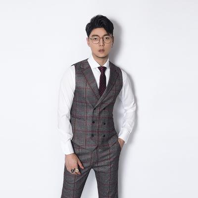 Kawasawa Yinglun Plaid suit collar waistcoat for men's 2018 Korean version Twin Platoon Buckle Retro waistcoat Shoulder Vest-Taobao