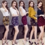 Váy thun bó sát ngắn mùa hè túi hông váy mini váy ngắn gợi cảm đi dạo ngoài trời - Váy chân váy đuôi cá dáng dài