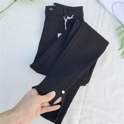 Baixing 2018 Mùa xuân và mùa thu Quần mới Bàn chân Tách chân Quần màu đen Mặc quần legging Quần dài cho nữ