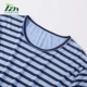 Tzh Tianzhu sợi tre nam đồ ngủ sọc mùa hè lỏng lẻo cổ tròn có thể được mặc ao phong nam Pyjama