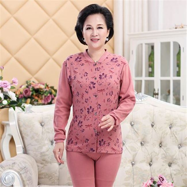 cũ bộ đồ lót ấm trung niên mới womens bông mỏng quần mùa thu mở bông cardigan đang bà lớn.