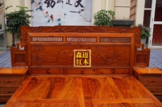 Красный кровати 缅甸花梨红木床 大果紫檀实木红木床 加厚独板 双人床