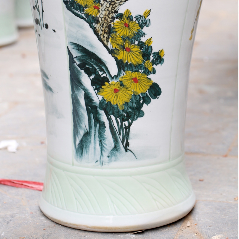 Jingdezhen ceramic hand - made figure of the four seasons, spring, summer, autumn and winter landing big vase home sitting room adornment is placed