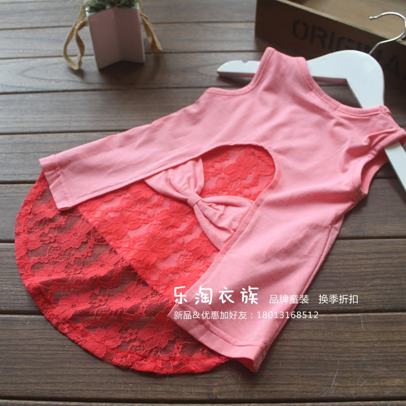 Children's fresh lace breathable vest with bow, T-shirt sleevless