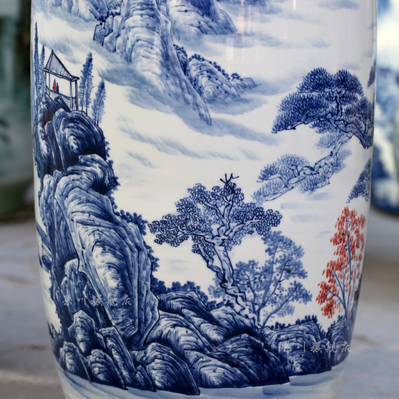 Jingdezhen ceramics hand - made guest - the greeting pine idea gourd bottle of painting and calligraphy sitting room adornment of large vase furnishing articles