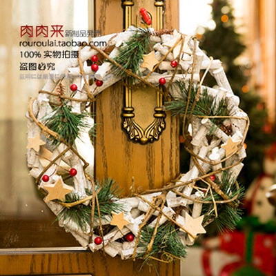 X Solid Wood Handmade Boutique Christmas Decorations Hanging Birch Wood Vines Ring Flowers Rings Christmas Party Shop Placement