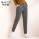 Dream Shuya quần mùa thu và mùa đông giả len kẻ sọc quần nữ retro Anh giản dị cao eo chân quần dài Quần Harem