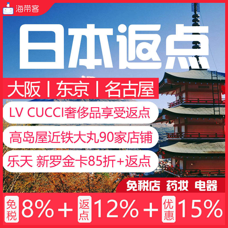 日本返点东京大阪名古屋高岛屋近铁免税药妆折扣劵打折优惠券
