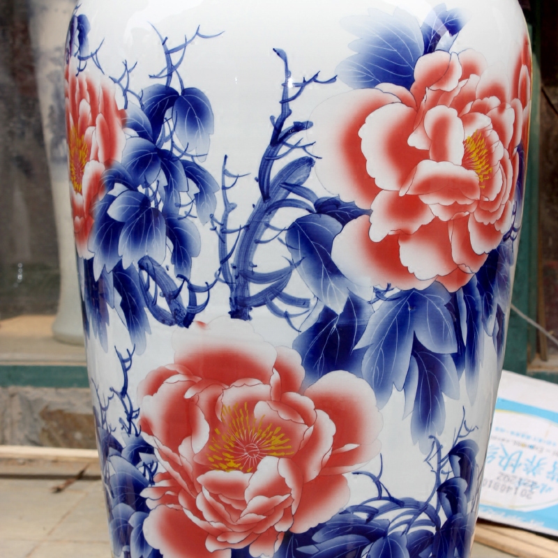 Jingdezhen ceramic hand - made blooming flowers peony vase of large living room a study flower arranging office furnishing articles