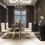 Hiện đại gia đình hiện đại nhỏ gọn bàn ăn gia đình và ghế bên tủ kết hợp bàn vuông kính cường lực đồ nội thất