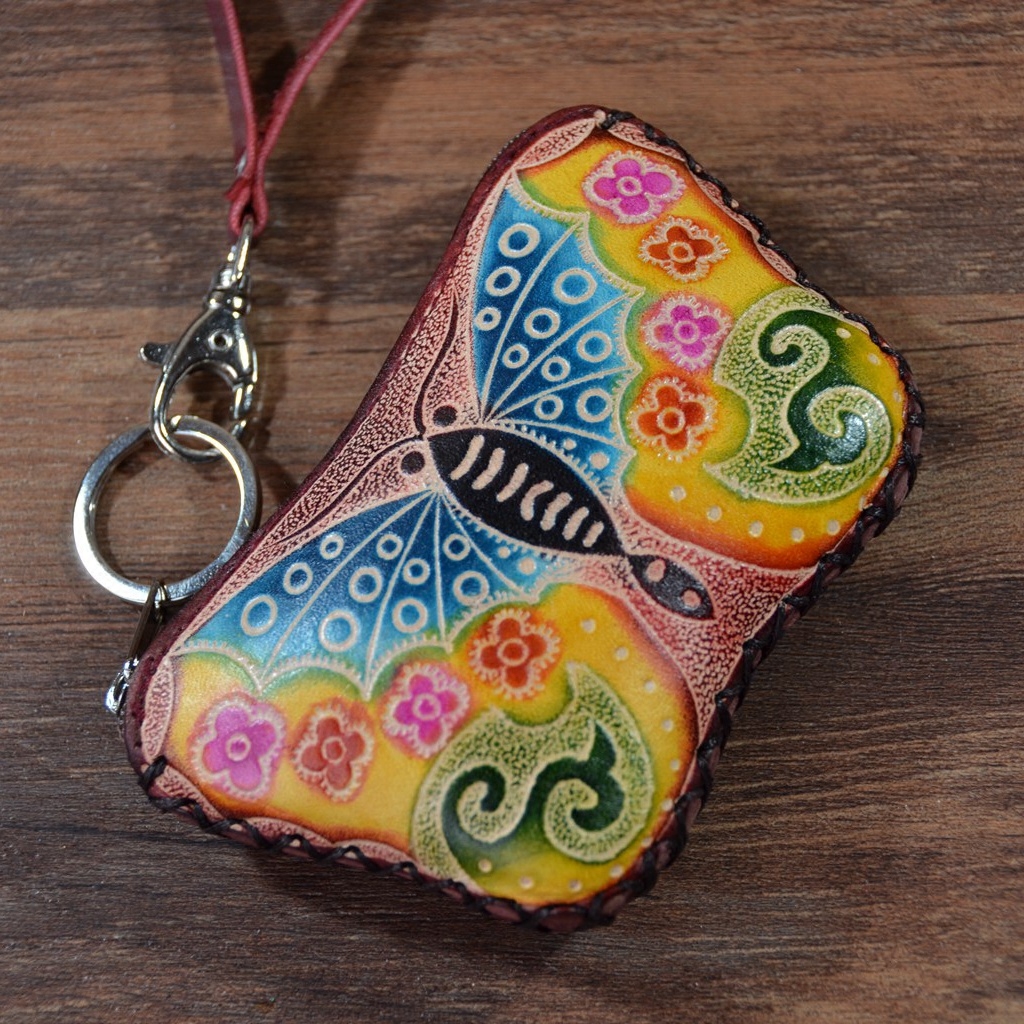 Female Handmade Coin Bungalow Leather Zero Money Bag Genuine Leather Zero Wallet National Wind Mini Packet Bag Retro Small Wallet