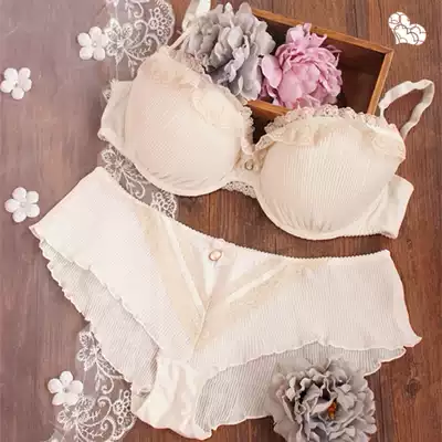 Chiffon Super fairy milk white big size fat MM girl underwear bra big size underwear cute with steel ring comfortable