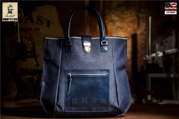 Sandlast China's total generation American native American handmade tannen denim BuKarl (Carl) retro handbag