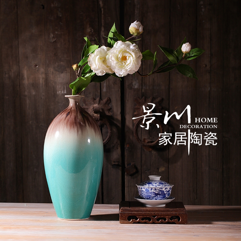 Jingdezhen ceramics up ice crack glaze vase three - piece home furnishing articles I sitting room adornment