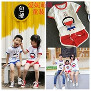 Anh chị em cha mẹ và con trai Mùa hè bé trai và bé gái Áo phông quần áo trẻ em quần short trẻ em phù hợp với mùa hè phần mẫu giáo quần áo bảo vệ hoa