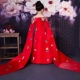 Váy catwalk cho bé gái mẫu đỏ công chúa dài tay đầm Trung Quốc phong cách từ vai bé gái trang phục mùa thu đầm trẻ em cao cấp Váy trẻ em