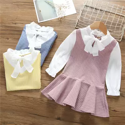 Girls ' foreign school spring dress skirt 2018 new children's clothes fashion fake two-piece Korean baby skirt tide children's clothing