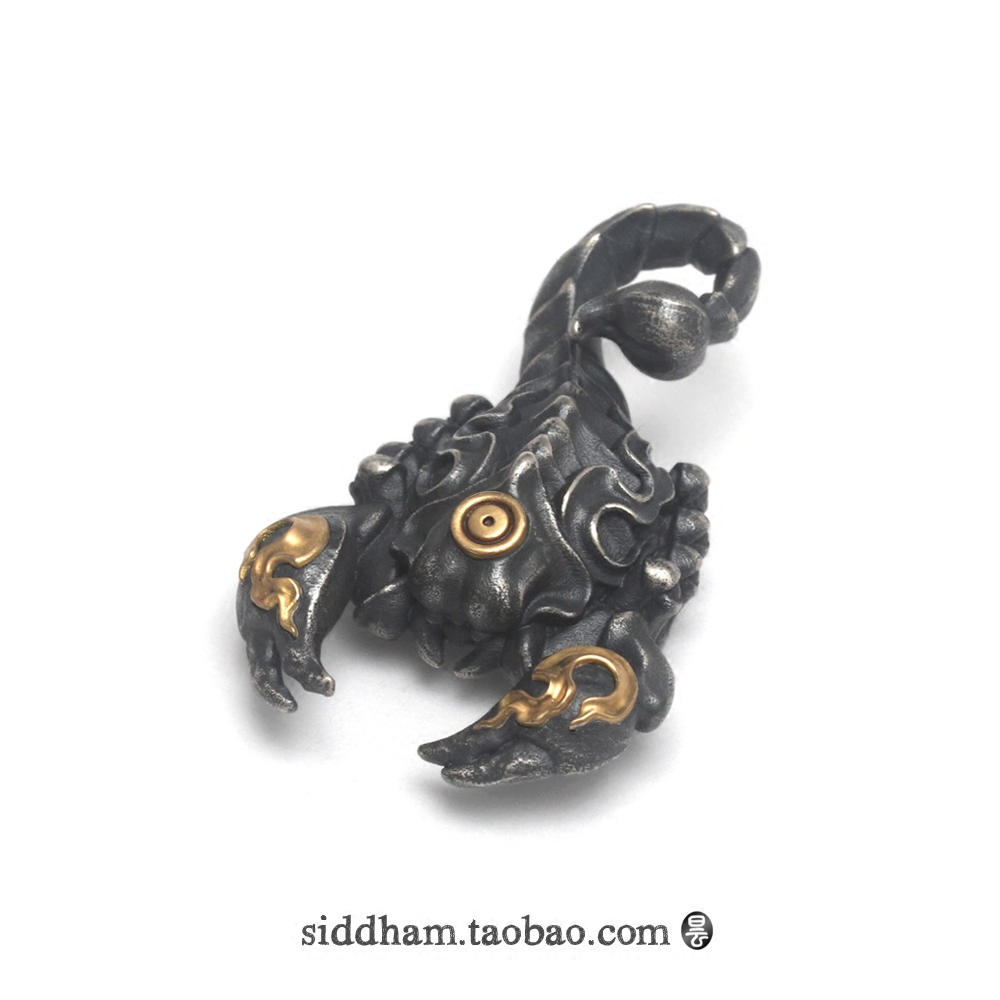 Good in the pan SIKTAAM ~ original silver decorated scorpion pendant in anger lotus division Flame Iron Scorpion Peanut great handlebar piece