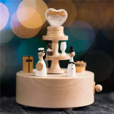 jeancard rotating music box music box wooden gift for girlfriend birthday wedding Christmas gift wedding
