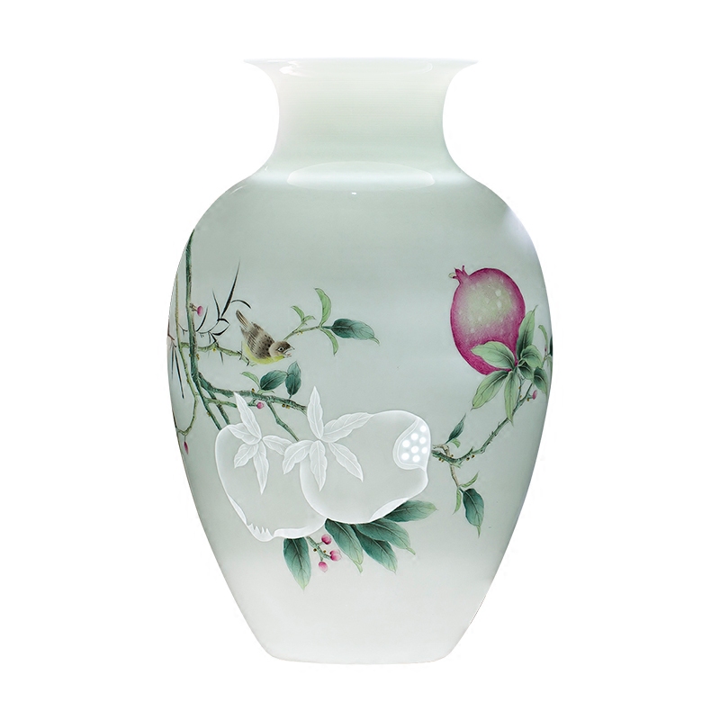 Jingdezhen ceramics Chinese hand - made orioles pomegranate vase master home sitting room porch decoration as furnishing articles
