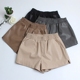 Quần da hoang dã 2018 phiên bản Hàn Quốc của quần short cạp cao thun nữ mùa thu đông mới mới ra ngoài quần ống rộng thời trang trung niên nữ cao cấp  Quần short