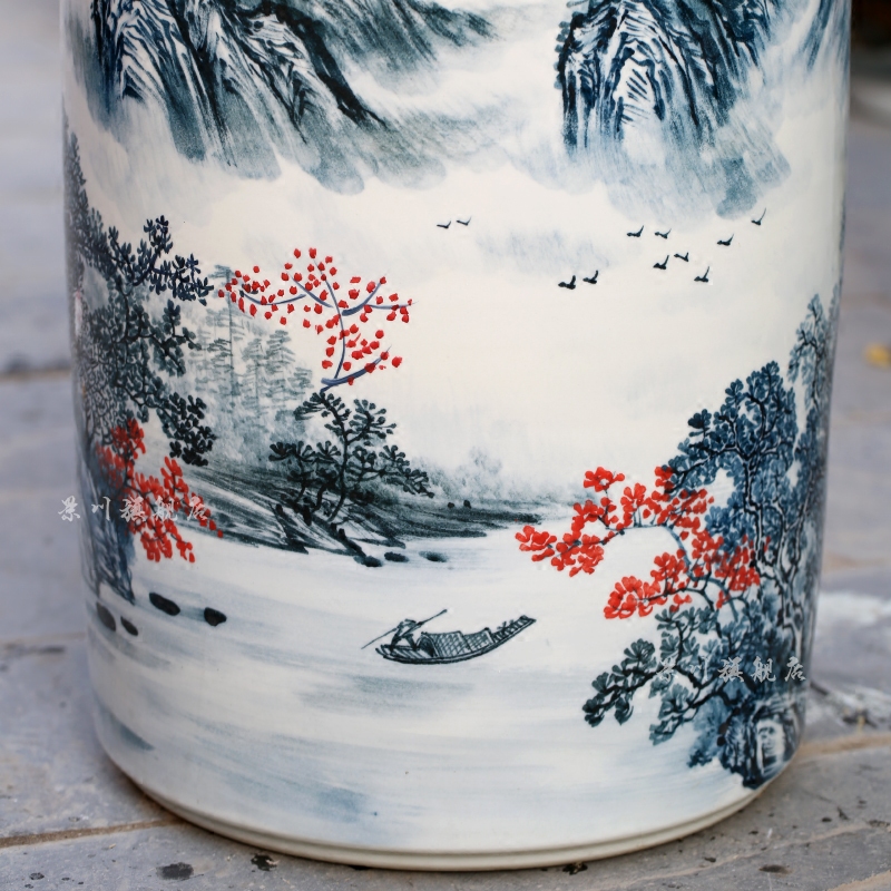 Jingdezhen ceramics big vase furnishing articles hand - made color landscape quiver painting and calligraphy jiangshan jiao sitting room more act the role ofing is tasted