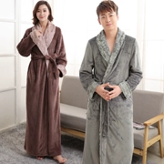 Áo choàng nam mùa đông dày và dài flannel vài chiếc áo choàng lông cừu san hô áo tắm kích thước lớn đồ ngủ lông ấm áp